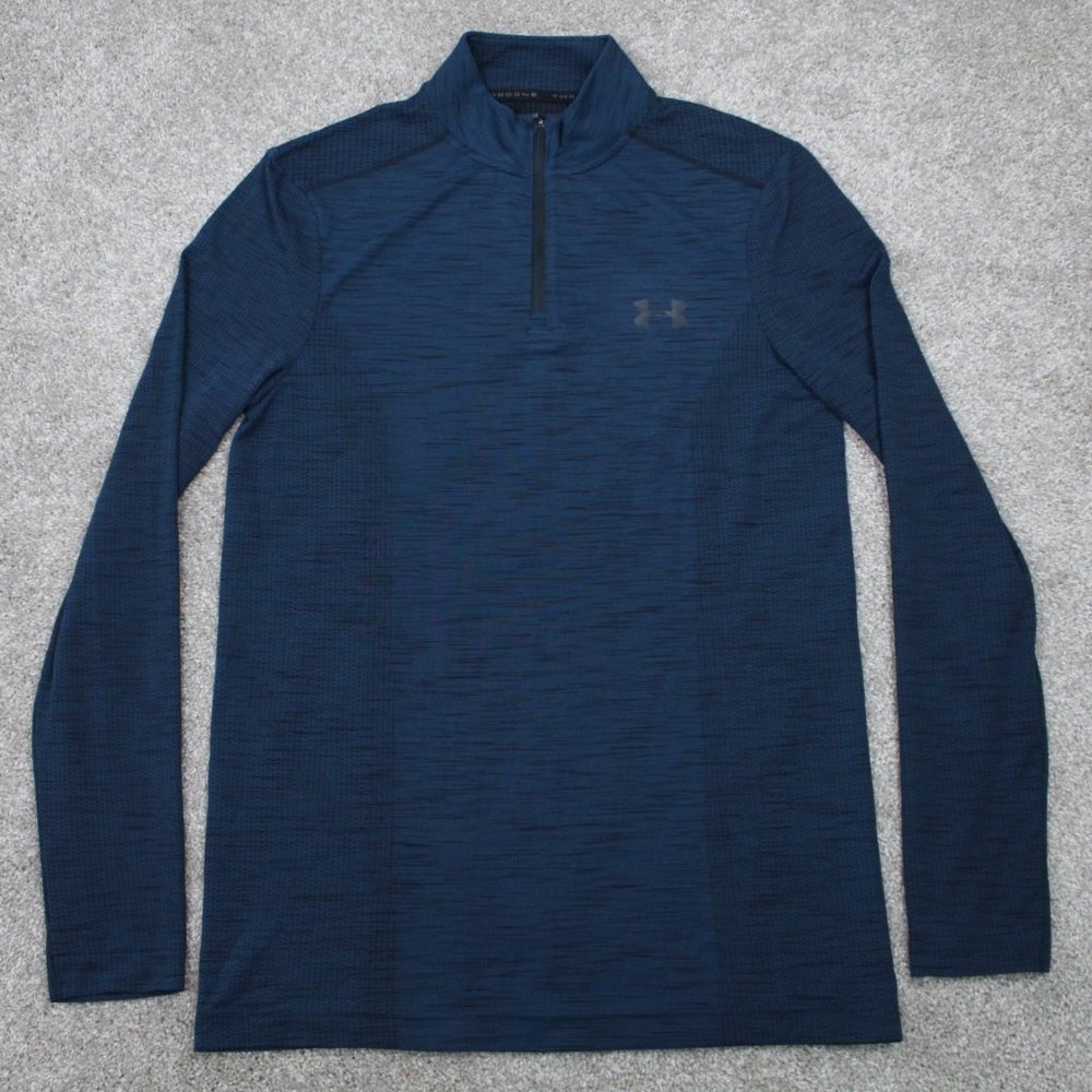 Under Armour Threadborne Sweatshirt Mens Small Blue 1/4 Zip Fitted L/S‎ Pullover
